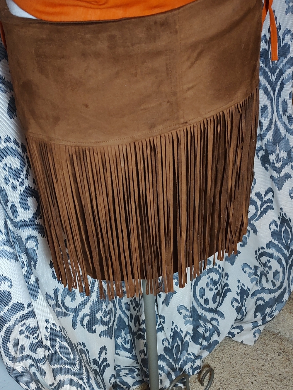 Diva Brown Suede-Look Fringe Skirt